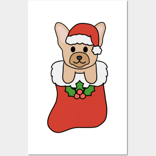 Christmas Cream French Bulldog Stocking Posters and Art